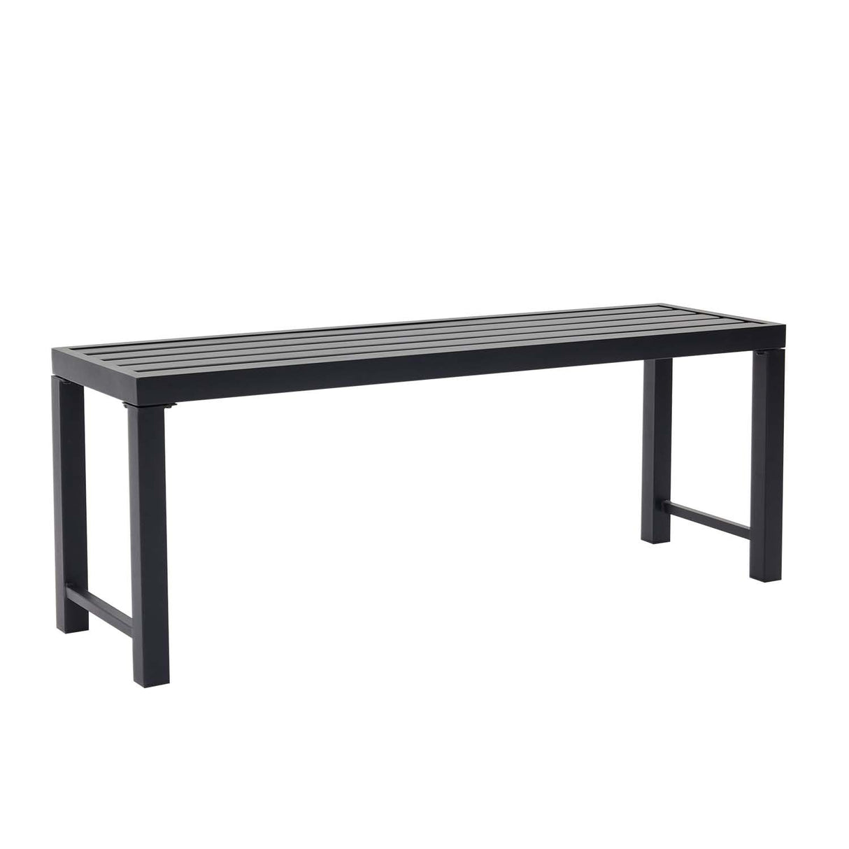 Black Outdoor Bench, Outdoor Metal Backless Bench, 46" Patio Garden Bench for Outdoor, All Weather Outdoor Bench for Garden, Backyard, Porch, Black Puntogen