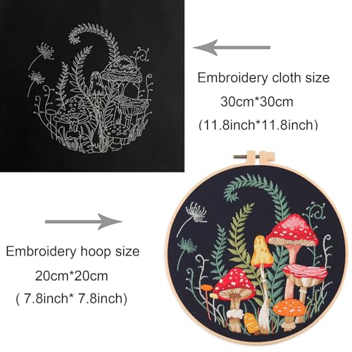 Silentsea Mushroom Embroidery Kit, Beginner Embroidery kit for Adults, Needlepoint Set Funny (Mushroom)