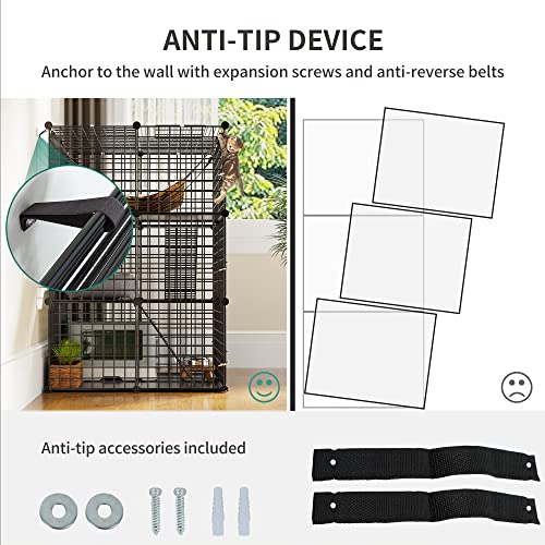 YITAHOME Large Cat Cage Indoor Enclosure Metal Wire 4-Tier Kennels DIY Cat Playpen Catio with Large Hammock for 1-3 Cats YITAHOME