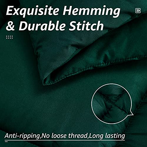 HYLEORY All Season Twin Size Bed Comforter - Cooling Goose Down Alternative Quilted Duvet Insert with Corner Tabs - Winter Warm - Machine Washable - Emerald Green HYLEORY