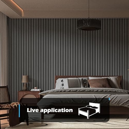 Art3d 2-Pack 108" x 12" Acoustic Wood Panels for Wall, Soundproof Wood Slat Panel for Wall and Ceiling, 3D Fluted Sound Absorbing Paneling for Interior Wall Decor, Living Room, Bedroom - Smoky Oak Art3d