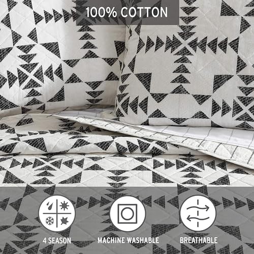 Eddie Bauer - King Quilt Set, Reversible Cotton Bedding with Matching Shams, Luxurious Bedding Set (Arrowhead Charcoal, King) Eddie Bauer