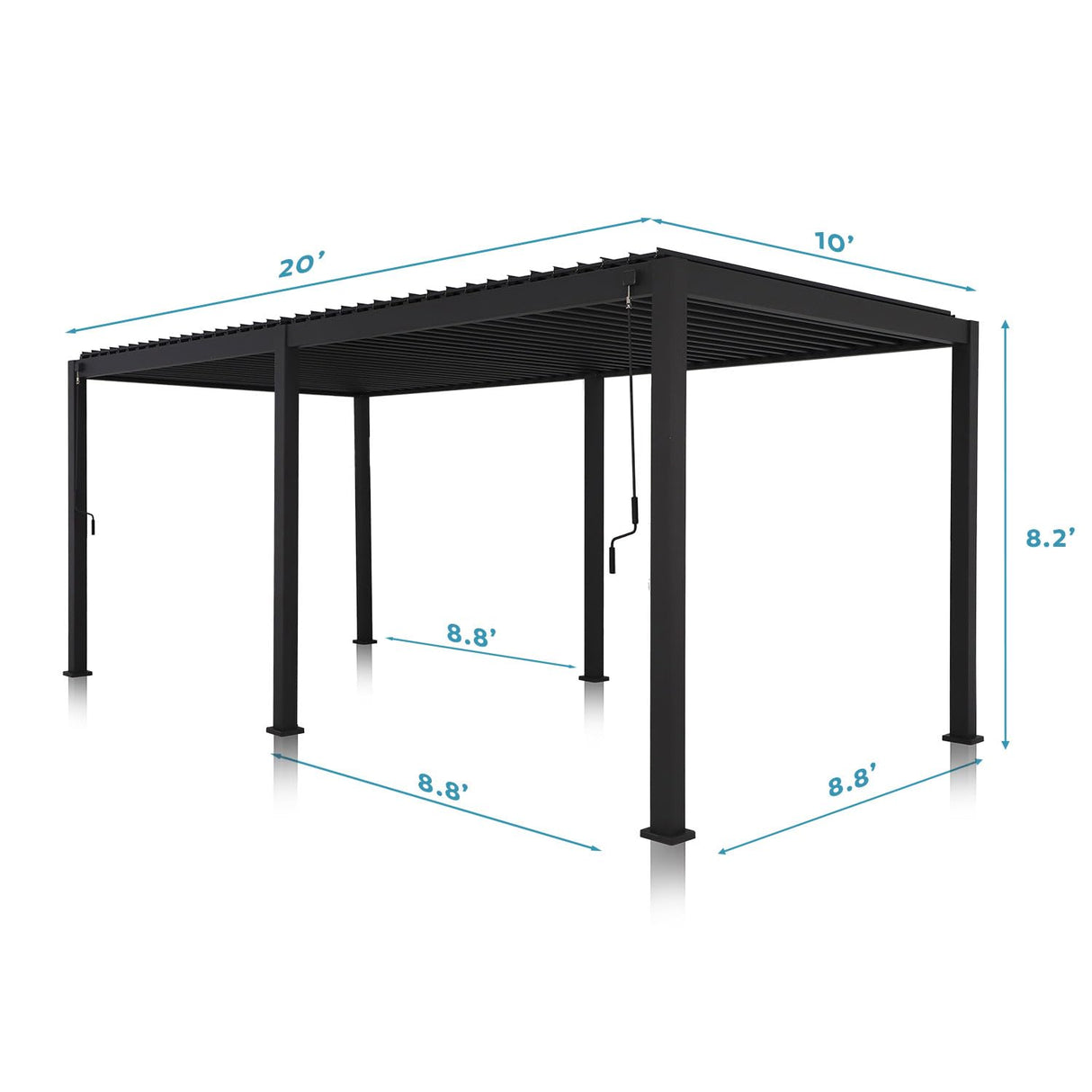 MIRADOR 111S Louvered Pergola Gazebo, 10Ft x 20Ft, Full Aluminum Frame, Adjustable Roof, Outdoor, Durable, White MIRADOR