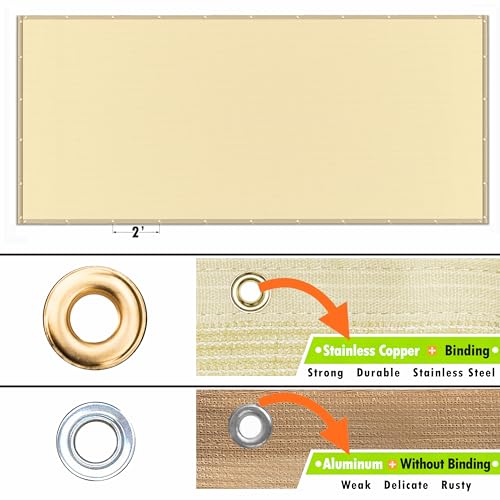 ShadeMart 5' x 18' Beige Pergola Sun Shade Canopy Replacement Cover UPF50, Commercial Grade 260 GSM Cloth for Outdoor Patio, Garden, Deck, Backyard (We Make Custom Size) ShadeMart