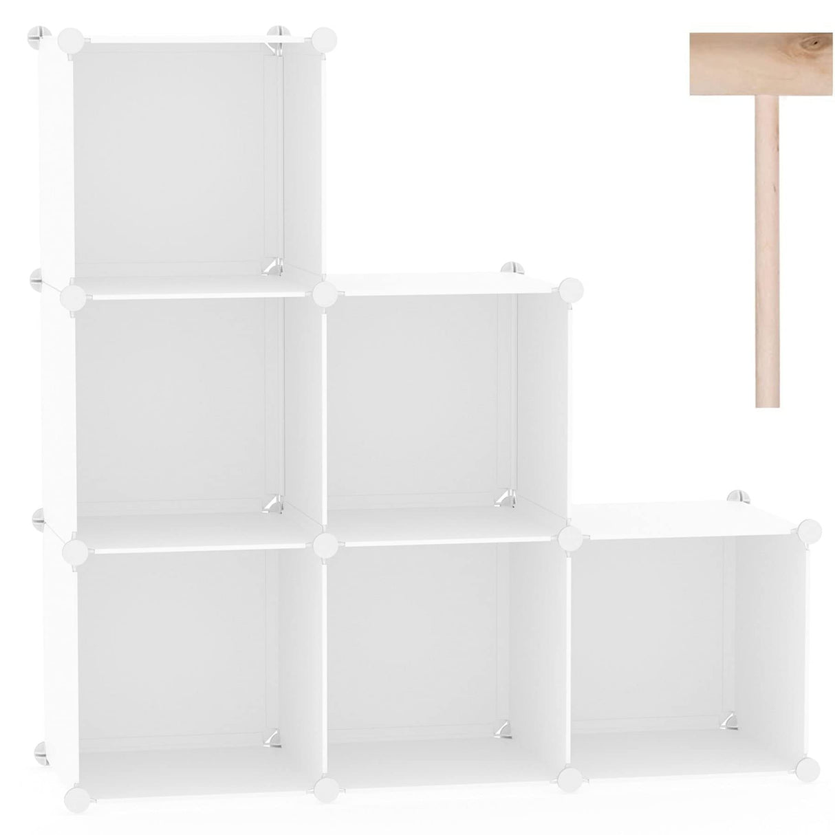 C&AHOME 6-Cube Storage Organizer, Stackable Storage Cubes Shelves, Portable Bookshelf, Plastic Clothing Storage Closet Organizer, DIY Modular Shelving Units for Wardrobe, Home, Milky C&AHOME