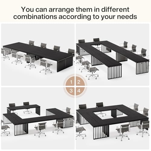 Tribesigns 6.56 ft Conference Table, Large Rectangle Meeting Seminar Table, Industrial Long Business Table for 6-8 People (Without Chair) (Black) Tribesigns