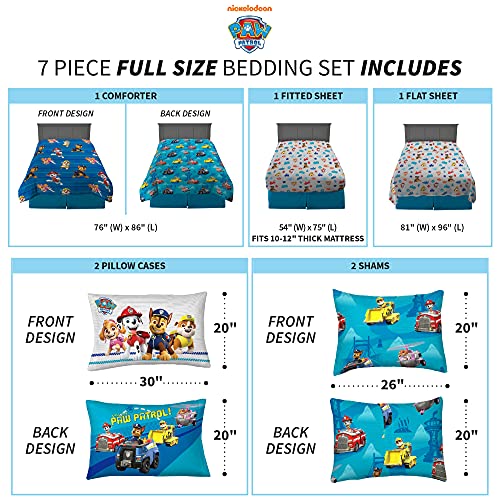 Franco Kids Bedding Super Soft Comforter and Sheet Set with Sham, 7 Piece Full Size, Paw Patrol Franco