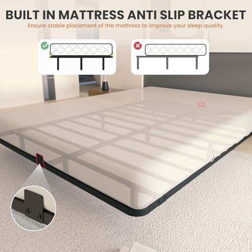 Kaelidra Full Size Floating Bed Frame with Smart LED Lights, Heavy Duty Metal Platform Floating Bed Frame, No Box Spring Needed, Easy Assembly, Noise Free Kaelidra