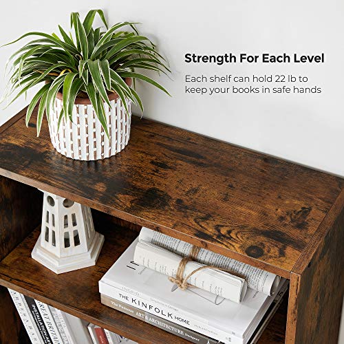 VASAGLE 5-Tier Adjustable Bookshelf in Rustic Brown - Stylish Floor Standing Unit VASAGLE