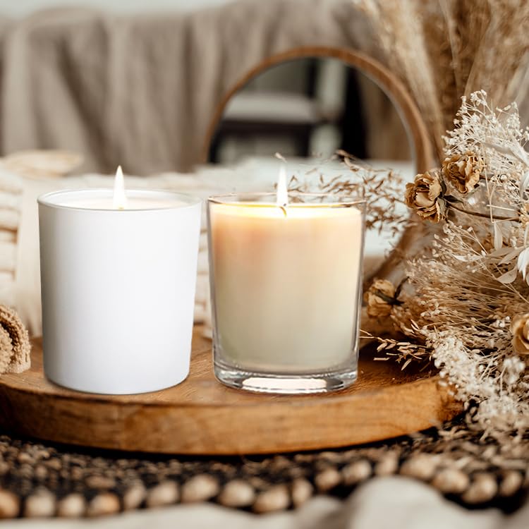 SHOWIN Thick Candle Jars for Making Candles 16 Pcs, 7 OZ Empty Jars with Wood Lids for Candle Making, Sample Container, Clear SHOWIN