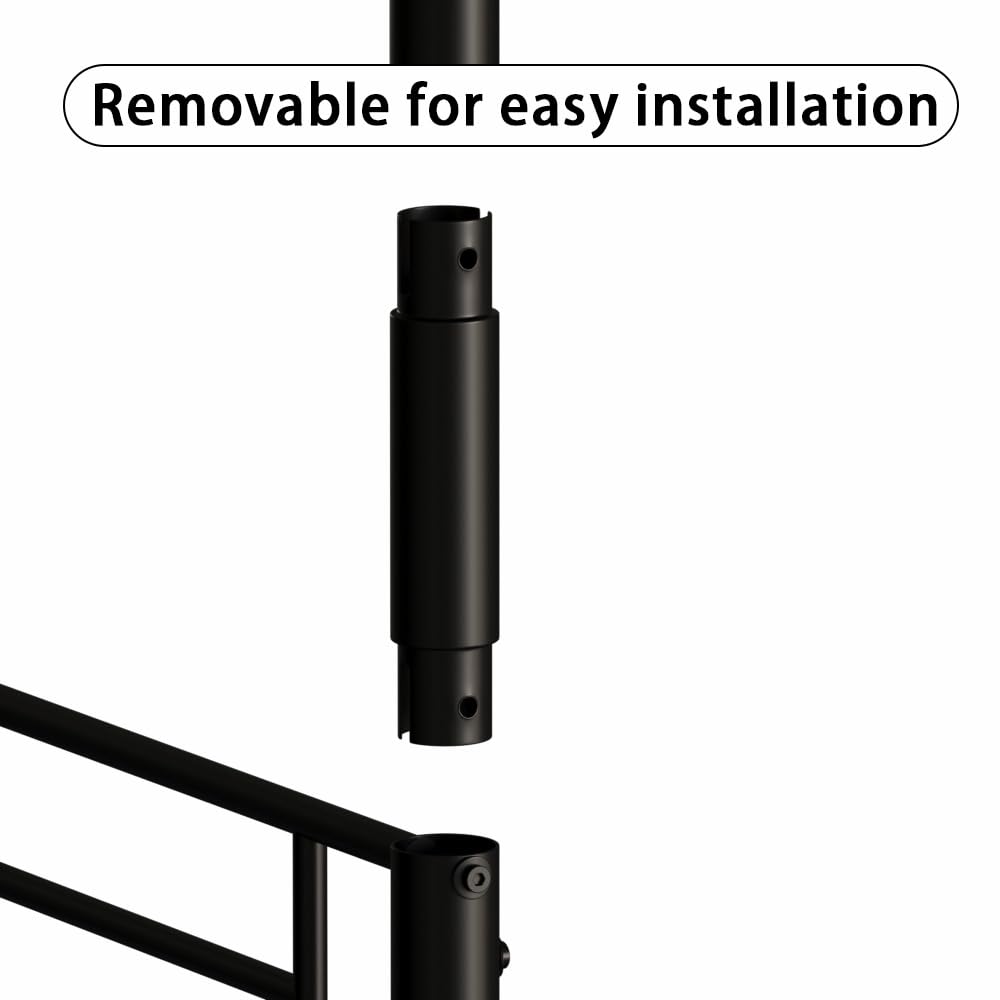 LUMISOL Twin Size Triple Bunk Beds, Heavy Duty Metal Triple Bunk Bed Frame with Ladder for Share Bedrooms, Detachable Bunk Beds, Can be Divided into 3 Beds, Black LUMISOL