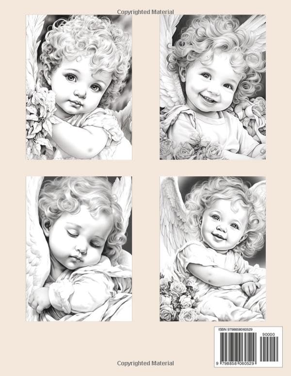 Baby Angels: Adult Coloring Book: Adorable and Sweet Little Angels | Grayscale | Cute Mystical Designs WoodArtSupply