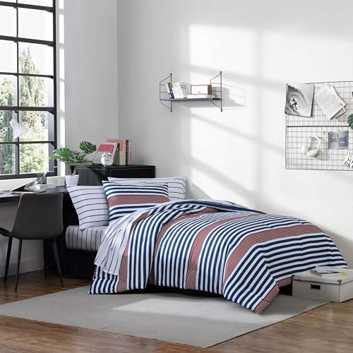 Nautica - Twin/Twin XL Comforter Set, Super Soft Woven Bedding with a Medium-Weight Feel for Year Round Use, 2 Piece Bed Set with Matching Pillowcase (Kennedy Stripe Navy) Nautica