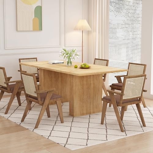weselon 78 Inch Dining Table for 6 8 10, Modern Farmhouse Rectangular Kitchen Table, Long Dining Room Tables with Wood Strip Base for Kitchen Living Room (Natural) weselon
