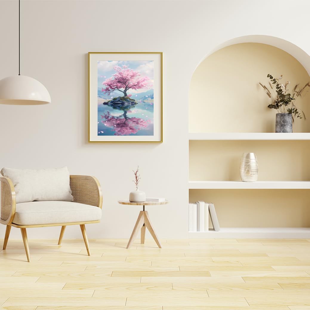 KAYEIUU Diamond Painting Kits for Adults Cherry Blossom Tree on an Island Cherry Blossom 5D DIY Diamond Art Kits Full Drill Diamond for Gift Wall Decor and Relaxation Gem Arts 12x16 inch KAYEIUU