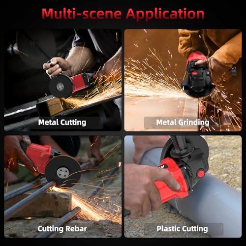 NAWIN 4 inch Cordless Angle Grinder Kit, variable speed grinder, 2×4.0Ah Li-Ion Battery&Fast Charger,9000RPM Brushless Motor, Battery Angle Grinder Tool for Metal Wood, Ergonomic Position Handle NAWIN