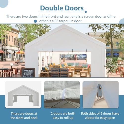 KEIKI 16X32ft Party Tent Heavy Duty, Outdoor Canopy Tent Carport Wedding Event Shelter BBQ Wedding Tents for Parties with Storage Bags & Removable Sidewall for Parties Carport Camping Garden Patio KEIKI