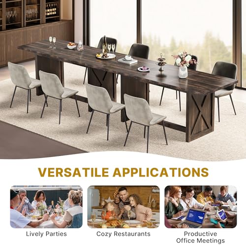 YITAHOME 70.8" Large Farmhouse Dining Table for 6 to 8 People, Rustic Style Wood Dinner Table, Rectangular Dining Table for Kitchen, Dining Room & YITAHOME