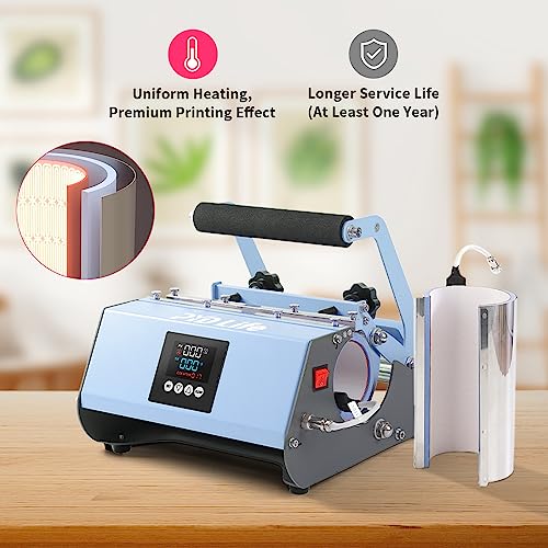 PYD Life 2 in 1 40 OZ Tumbler Heat Press Machine 110 V Blue 20 OZ 30 OZ Mug Heat Press for 40 OZ Tumbler with Handle Sublimation Straight Tumblers Bottles Mugs Glass Tumbler Printing PYD Life