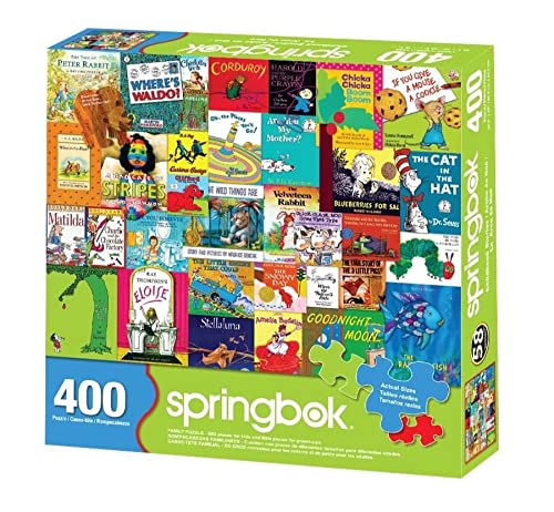 Springbok - Childhood Stories - 400 Piece Jigsaw Puzzle Collage of Favorite Children's Books from The Past and Present Springbok