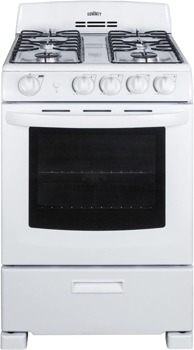 Summit 24" Gas Range, 2.9 cu. ft. Oven, 4 Burners, White- RG244WS Summit Appliance