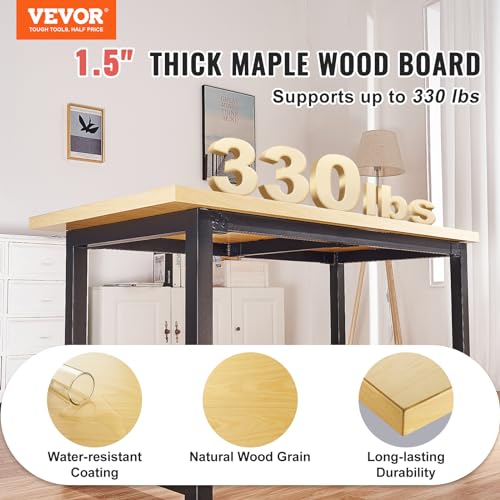 VEVOR Wood Table Top, 29.5" x 23.6" x 1.5", 330lb Load Capacity, Universal Solid One-Piece Maple Wood Desktop for Height Adjustable Electric Standing Desk Frame, Rectangular Countertop for Home Office VEVOR