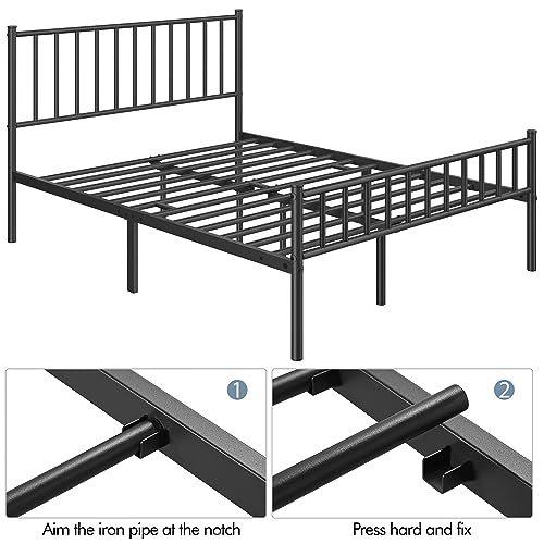 Yaheetech 14 Inch Queen Size Bed Frame Metal Platform Bed with Spindle Headboard Footboard/Mattress Foundation/No Box Spring Needed/Underbed Storage Space/Steel Slat Support/Easy Set up, Black Yaheetech