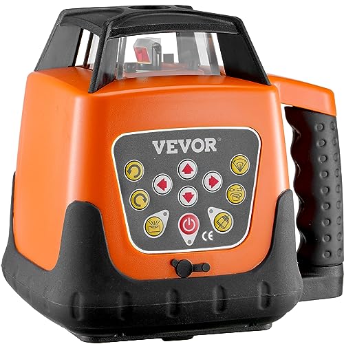 VEVOR Rotary Laser Level 1650ft,360 Degree Self Leveling Red Cross Line Laser,5 Rotation Speeds&4 Scanning Angles Adjustment,IP66 Waterproof Remote Control Manual Self-leveling Mode,Battery Included VEVOR