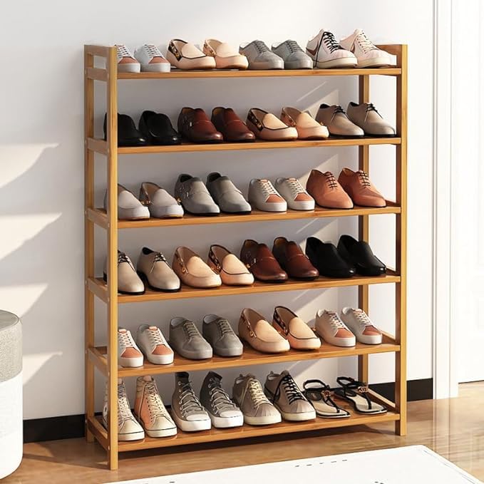 6 Tiers Natural Bamboo Shoe Rack (26.77 x 9.84 x 35.43)"(L x W x H) WoodArtSupply