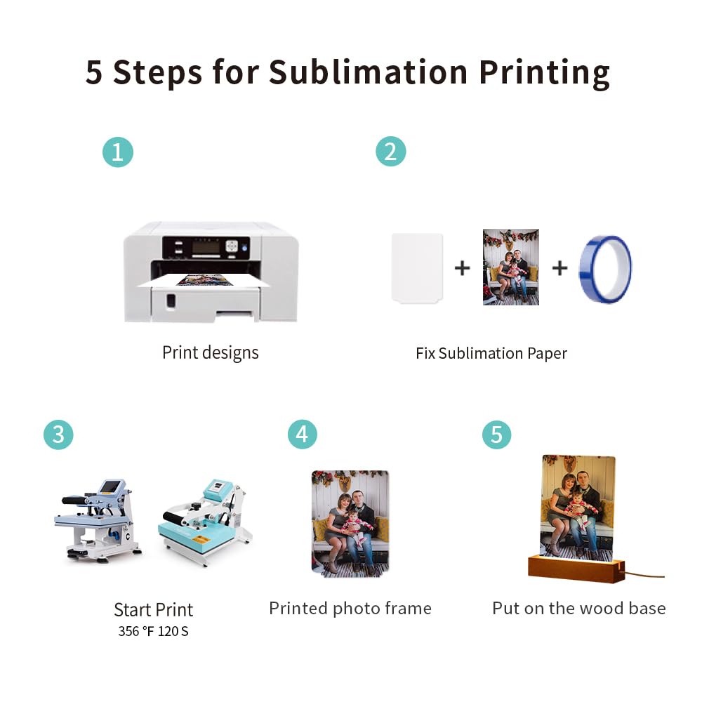 PYD Life 4 Pack Sublimation LED Acrylic Photo Frames Night Lights Blanks 5" x 7" with Warm Color Light,with Wood Stand for Heat Press Machine Printing PYD Life