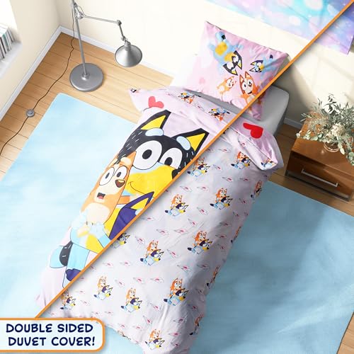 Get Trend Bluey Single Duvet Cover Set with Pillowcase for Boys, Girls, 53"x79", Soft Cotton Kids Bedding, Gifts for Kids (Multi Bluey) Get Trend