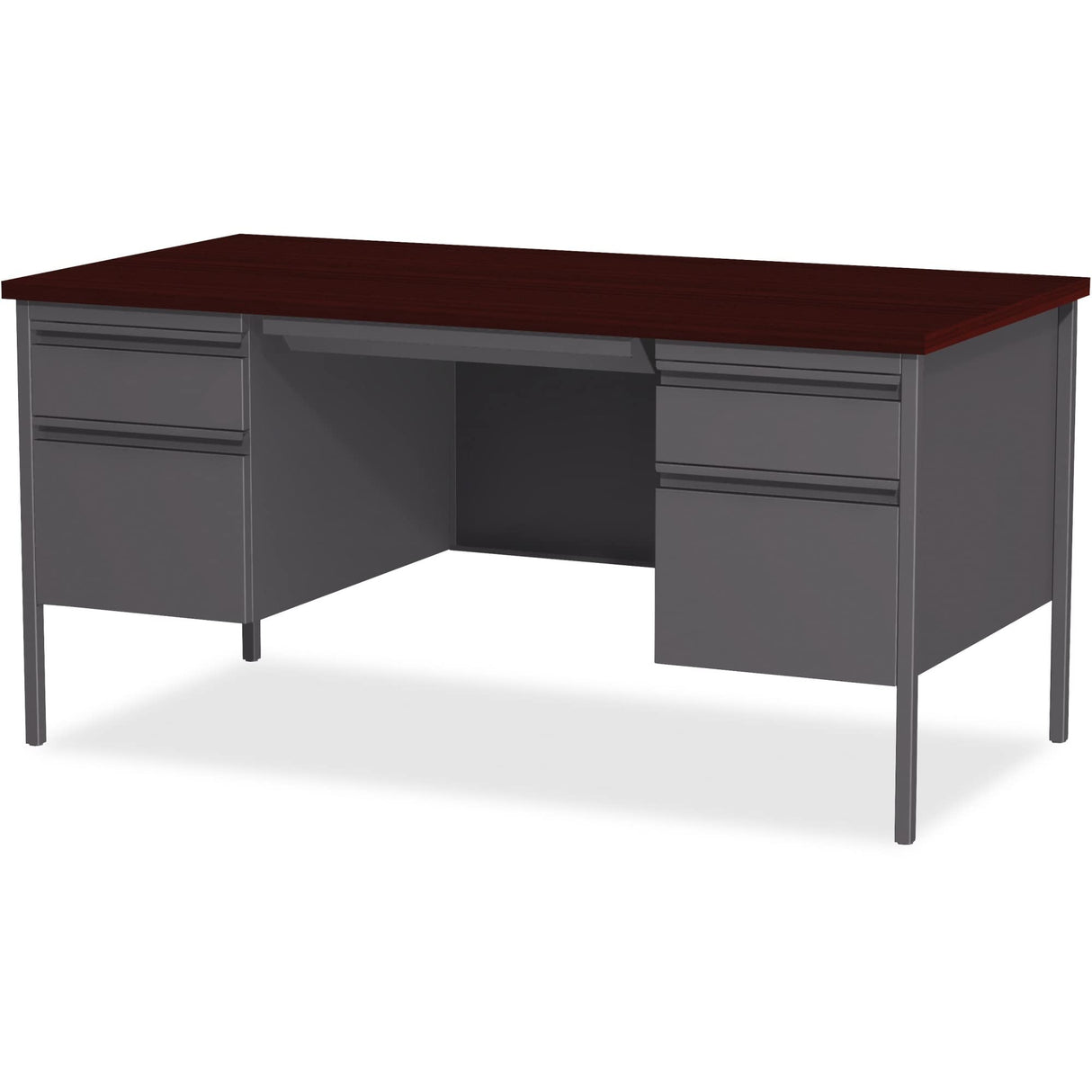 Lorell Double Pedestal Desk, 60 by 30 by 29-1/2-Inch, Mahogany Lorell