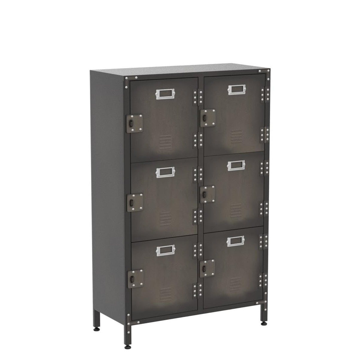 MIIIKO Metal Storage Locker, Industrial Storage Cabinet with Doors and Shelves, Stylish and Sturdy 6 Compartment with Lockable Doors, for Home Office, School, Club and Hallway MIIIKO