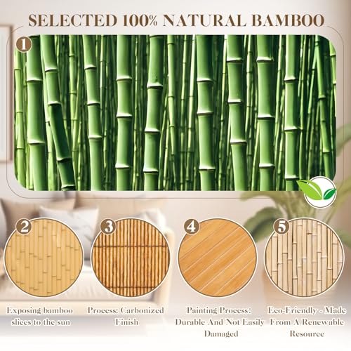 Juexica 2 Pcs Natural Bamboo Wall Panel 4 x 2 ft Bamboo Covering Renewable Pole Wrap Fencing Wainscoting Room Divider for Interior Wall Decoration Bedroom Living Room Ceiling Tiles Outdoor Kitchen Juexica