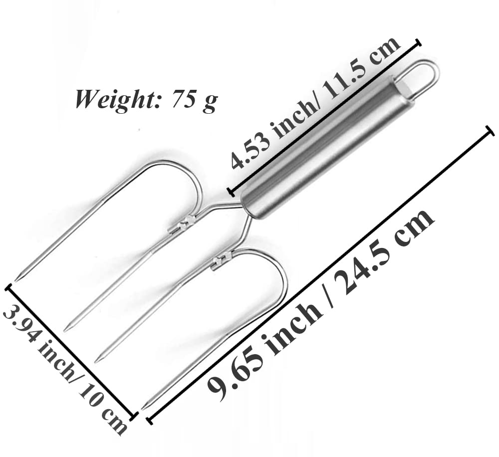 Thanksgiving Turkey & Roast Lifters, Stainless Steel Roaster Forks, Transfer Chicken or Ham Poultry Lifters Easily, Four Needle Meat Fork, Set of 2 TripleLife