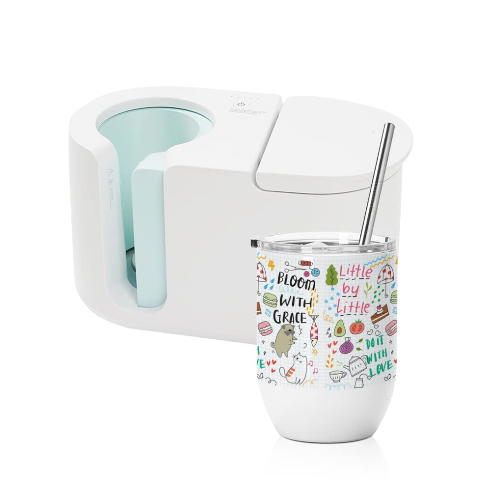 PYD Life Sublimation Wine Kids Tumblers Blanks Straight Bulk 15 OZ Glossy White with Leakproof Lid and Straw Stainless Steel for Cricut Mug Press Tumbler Heat Press 6 Pack PYD Life