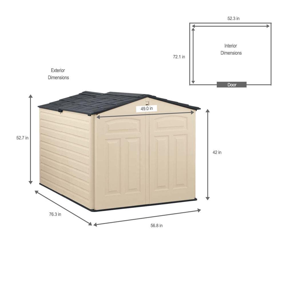 Rubbermaid Slide-Lid Resin Outdoor Storage Shed (5 x 6.5 Ft),Weather Resistant, Beige/Brown, Organization for Home/Backyard/Garden Tools/Lawn Mower/Bike Storage/Pool Supplies Rubbermaid