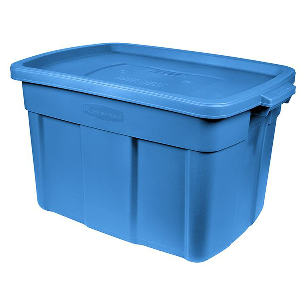 Rubbermaid Roughneck Tote 18 Gal, 6 Pack, Made in USA, Heritage Blue, Rugged Plastic Stackable Storage Bins with Lids and Handles Rubbermaid