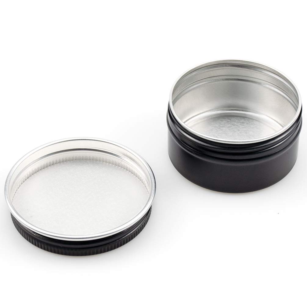 Foraineam 48 Pack 1 oz. Aluminum Round Lip Balm Tin Containers with Screw Lid - Metal Storage Travel Tins Matte Black Empty Tin Jars Foraineam