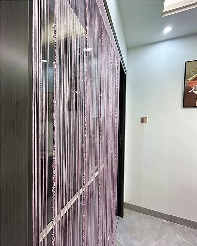 ave split 100cmX200cm Decorative Door String Curtain Beads Wall Panel Fringe Window Room Divider Blind for Wedding Coffee House Restaurant Parts Door Divider Beads Tassel Screen Decoration (pink25) ave split
