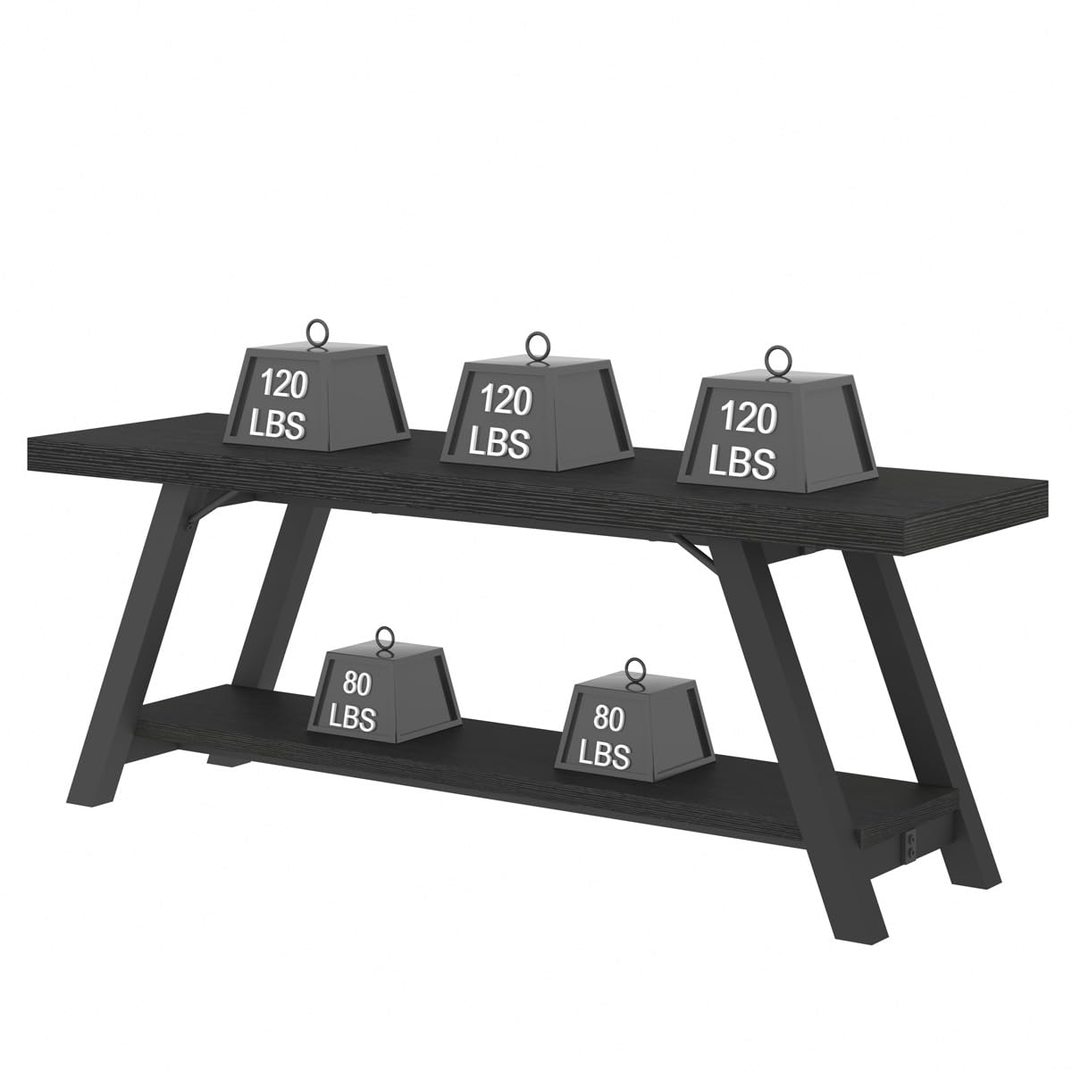 LVB Black Bench, Modern Storage Bench for Bedroom, Wood Metal Entryway Bench for Hallway Dining Living Room, Famrhouse Shoe Rack Indoor Accent Seating Bench for Foyer Entrance, Black Oak, 47 Inch Long LVB