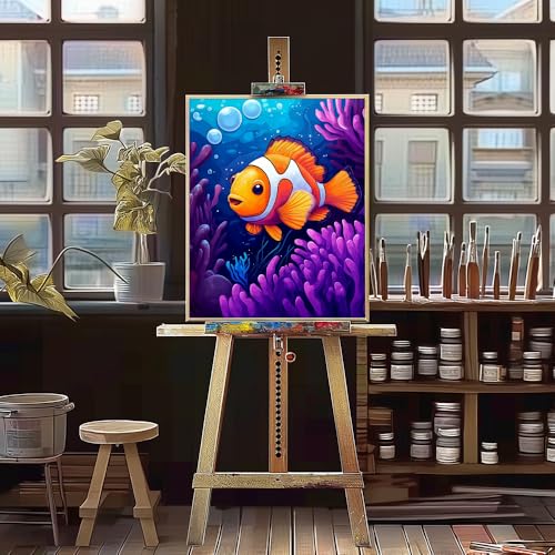 Natuyalo Fish Coral Paint by Numbers Kit for Adults Beginner Animal DIY Painting Kits for Adults - Linen Canvas, Acrylic Pigment, 3 Paint Brushes, Waterproof Durable, Frameless, 16x20 Inch Natuyalo