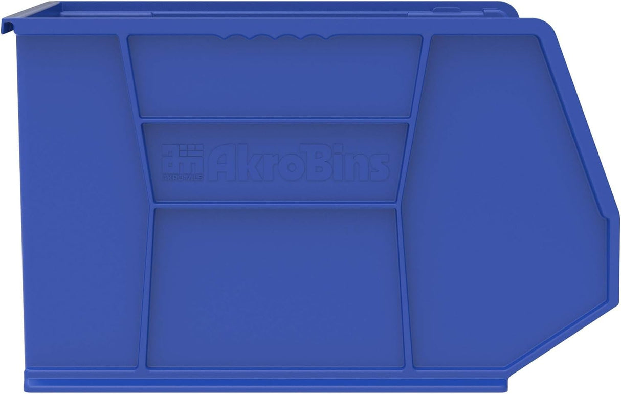 Akro-Mils 30270 AkroBins Plastic Storage Bins, Space-Saving Stackable Bins for Garage, Pantry, Craft Organization, 18" x 16" x 11", Blue, 3-Pack Akro-Mils