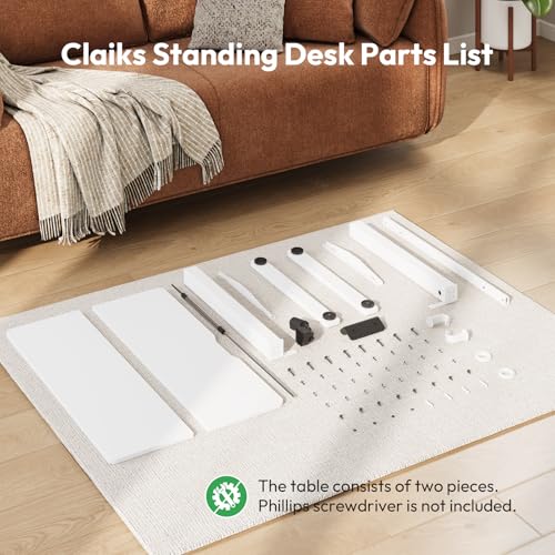 Gamork Electric Standing Desk,32x24 Inches Adjustable Height Stand up Desk, Sit Stand Home Office Desk with Splice Board, 3 Preset Heights,Equipped with Hooks,Ergonomic Computer Desk Workstation,White Gamork
