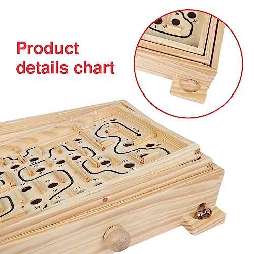 GOTHINK Wooden Labyrinth Game, Mable Ball Tilt Maze Board Game,Table Balance Game and Toy for Kids and Adults GOTHINK
