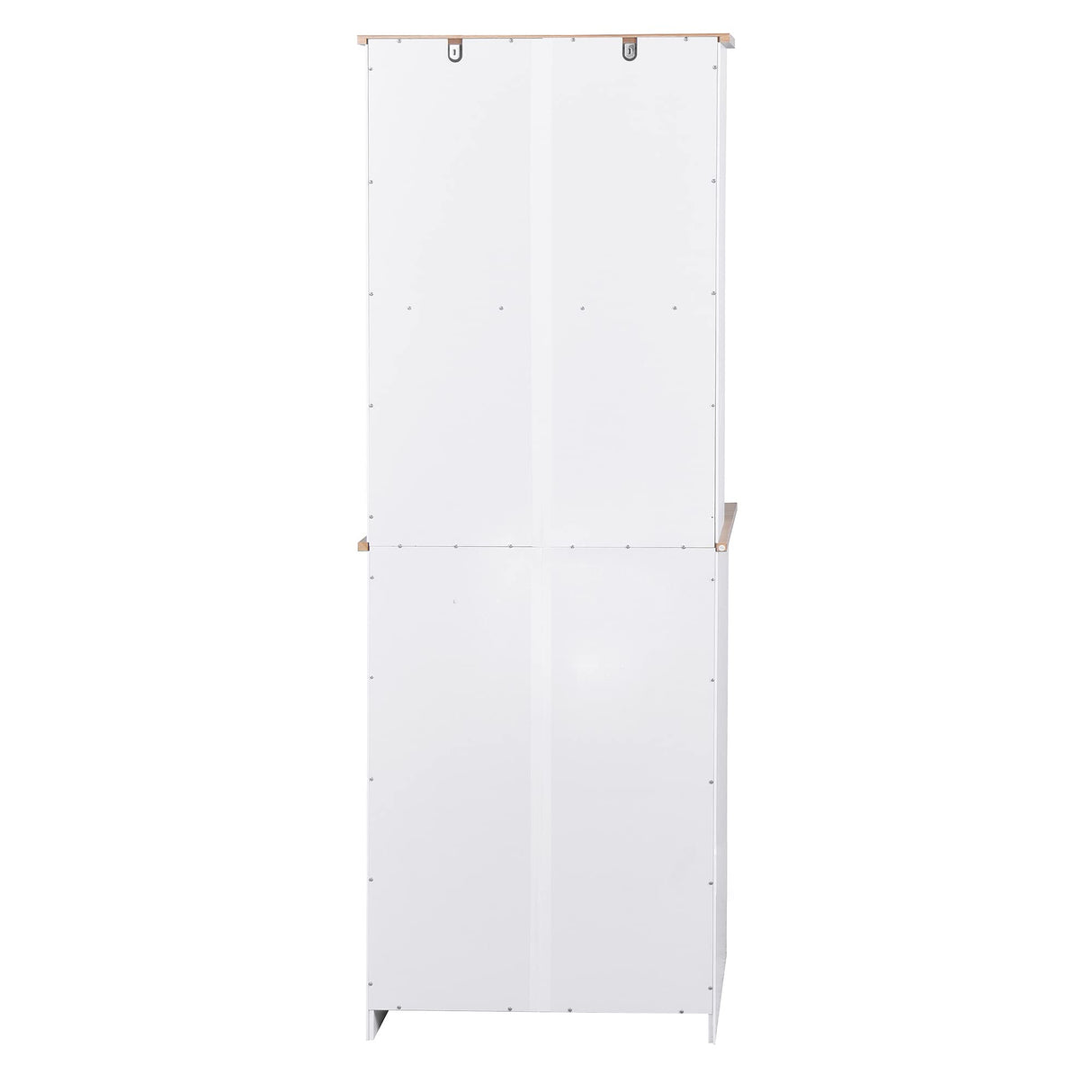 Aisurun Kitchen Buffet with Hutch, Freestanding Pantry Cabinet Kitchen Cupboard with 4 Doors, 2 Drawers & Open Shelf, 2 Storage Cabinets with Adjustable Shelves, White Aisurun