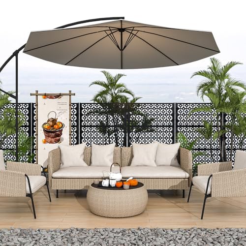 Outdoor Metal Privacy Screen with Stand 72" H x 46" W Freestanding Decorative Privacy Fence and Garden Divider, Portable Divider Screens for Deck Patio Balcony Garden Outdoor & Indoor (Cross Shaped) pozdeg