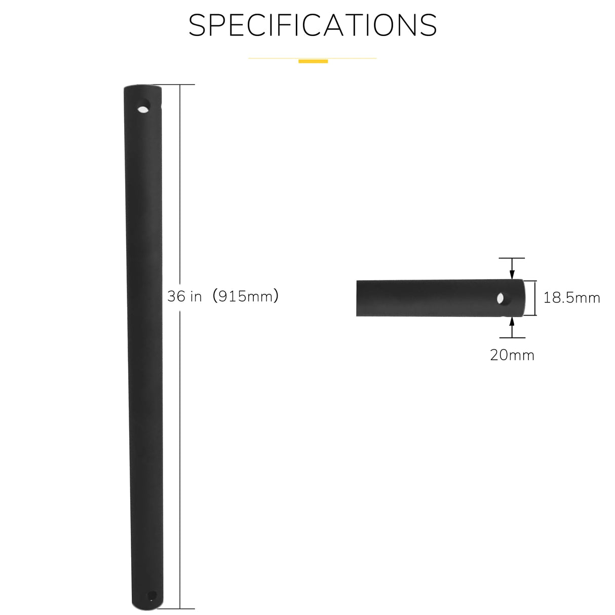 GETINLIGHT Ceiling Fan Extension Downrod, 36-Inch, Diameter 0.73'', Bronze, DR-070-36-BZ GETINLIGHT