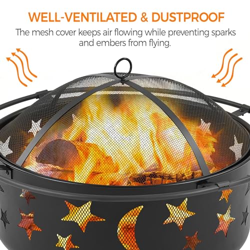 Yaheetech Fire Pit 30in Fire Pits for Outside Wood Burning Outdoor Fireplace with Spark Screen, Poker for Bonfire Patio Backyard Garden Picnic Yaheetech