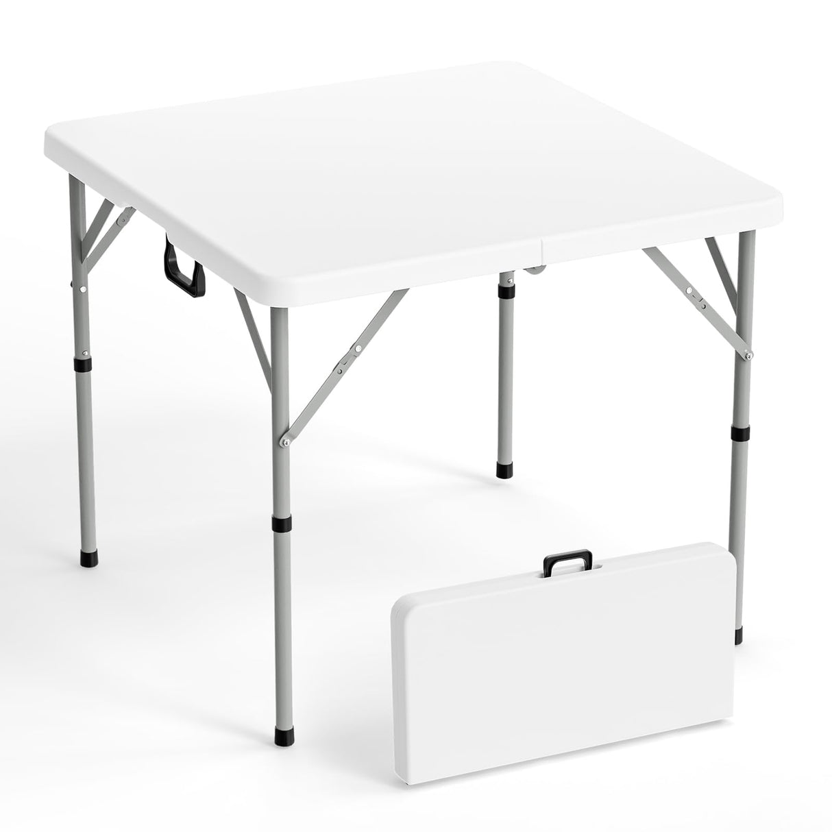 VINGLI 34" Fold in Half Square Table, Bi-Folding Commercial Table, Portable Plastic Dining Card Table for Kitchen or Outdoor Party Wedding Event, White VINGLI